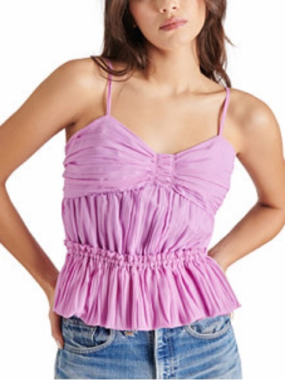 Steve Madden Lavender Pink Smocked Ruffle Cami